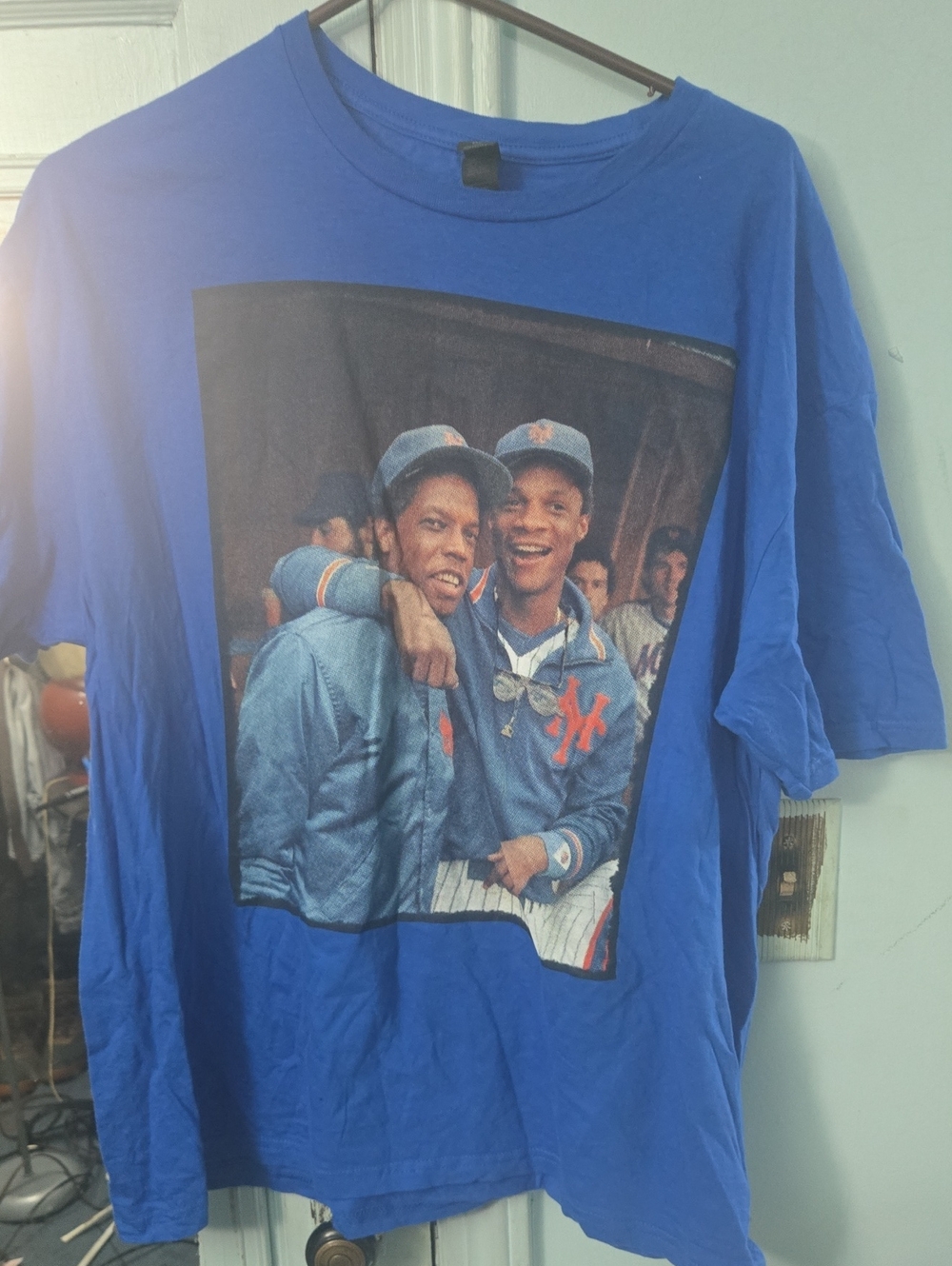 Gildan Royal Blue Short Sleeve Graphic Tee with Vintage Baseball Photo